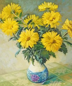 Yellow Chrysanthemum In Vase Diamond Painting