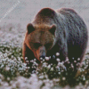 Bear In Flower Field Diamond Paintings