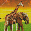 Giraffe Elephant Diamond Paintings