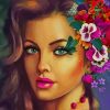 Girl With Flower Hair Diamond Painting