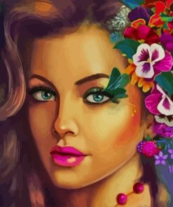 Girl With Flower Hair Diamond Painting