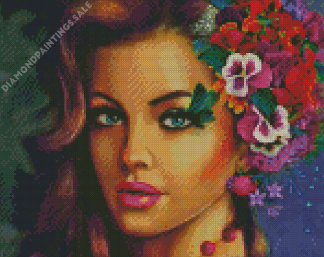 Girl With Flower Hair Diamond Paintings