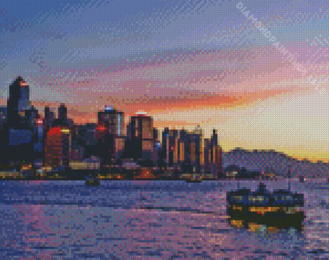 Hong Kong Sunset Ferry Diamond Paintings