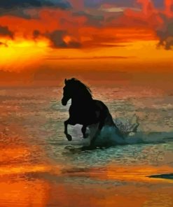Horse On Beach Sunset Diamond Painting