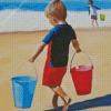 Kid At Beach Diamond Paintings