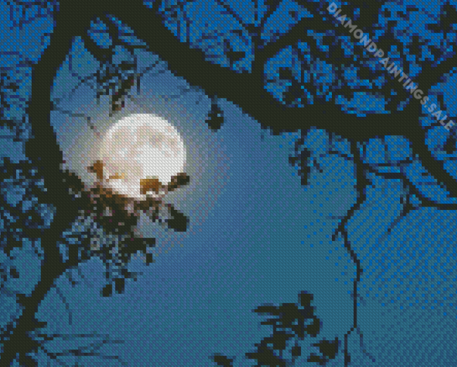 Moon Night Tree Diamond Paintings