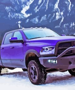 Purple Truck In Snow Diamond Painting