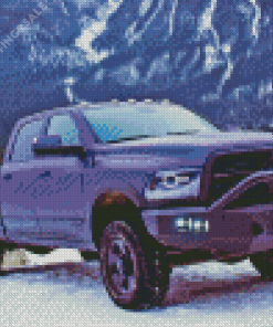 Purple Truck In Snow Diamond Paintings