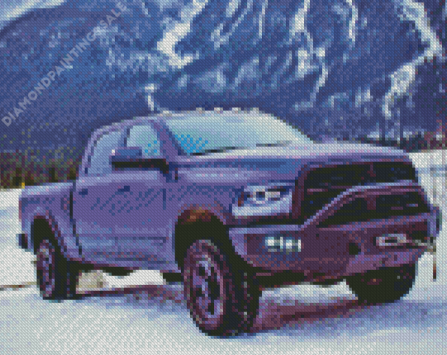 Purple Truck In Snow Diamond Paintings