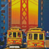 San Francisco Tramway City Sunset Scene Diamond Paintings