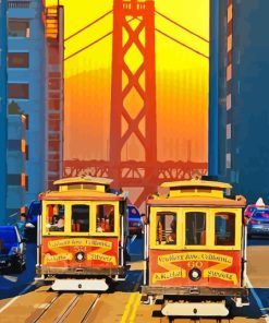 San Francisco Tramway City Sunset Scene Diamond Painting