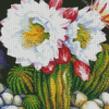 White Cactus Flower Diamond Paintings