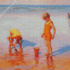 Children Digging In The Sand Art Diamond Painting