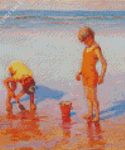 Children Digging In The Sand Art Diamond Painting