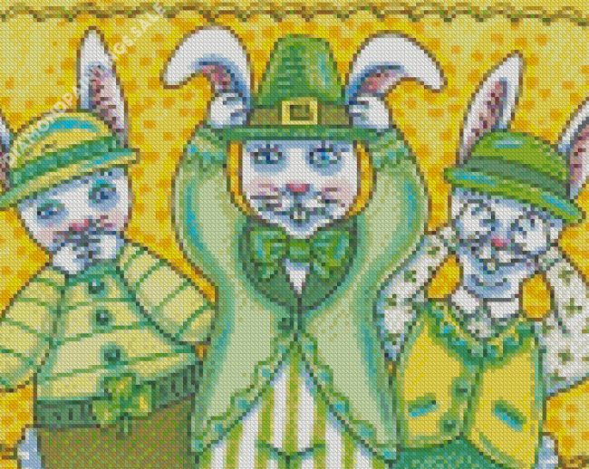 Leprechaun Rabbits Art Diamond Painting
