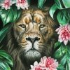 Lion In Flowers Diamond Painting