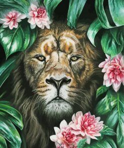 Lion In Flowers Diamond Painting