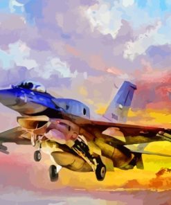Military F 16 Fighting Falcon Art Diamond Painting