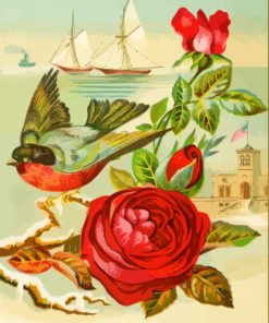 Robin And Rose Diamond Painting