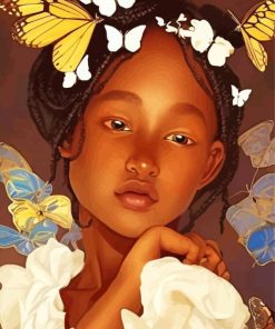 Aesthetic Black Girl And Butterfly Diamond Painting