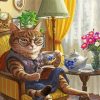 Cat With Tea Cup Diamond Painting