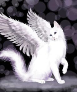 White Winged Cat Diamond Painting