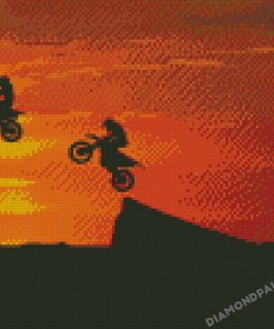 Dirt Bikers Sunset Silhouette Diamond Painting