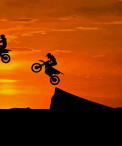 Dirt Bikers Sunset Silhouette Diamond Painting