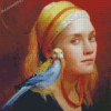 Woman And Bird Diamond Paintings