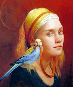 Woman And Bird Diamond Paintings