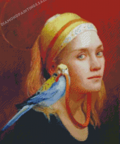 Woman And Bird Diamond Paintings
