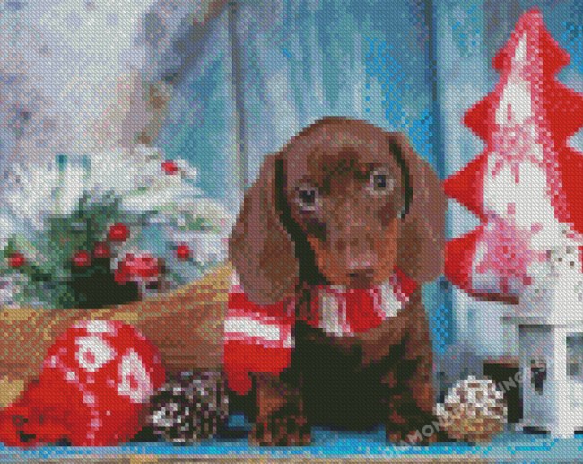 Christmas Puppy Diamond Painting