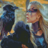 Viking Woman And The Crow Diamond Painting