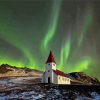 Church In Land Of Northern Light Diamond Painting