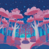 Illustration Pink Forest Diamond Painting