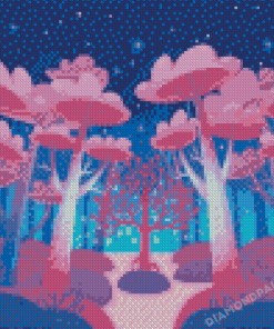 Illustration Pink Forest Diamond Painting