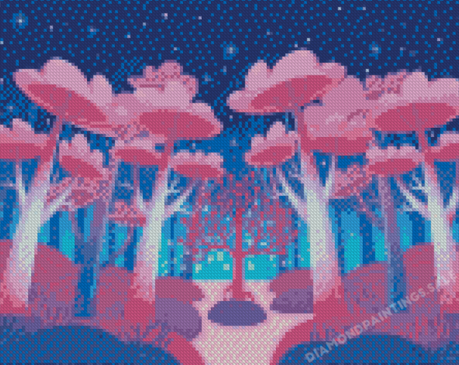 Illustration Pink Forest Diamond Painting