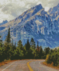 Road Mountains In Snow Diamond Painting