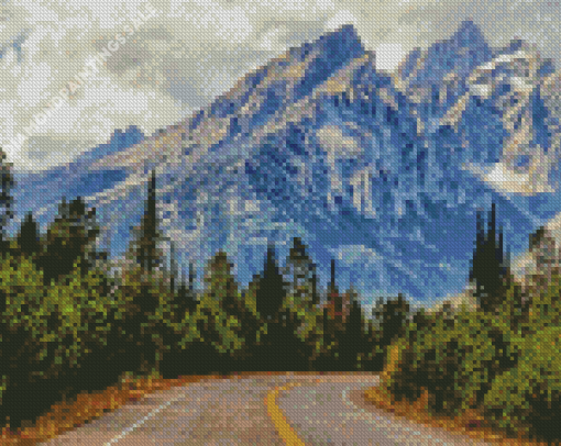 Road Mountains In Snow Diamond Painting