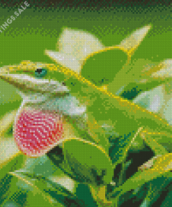 Anole Lizard On Plant Diamond Painting