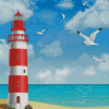 Beach Lighthouse Scene Diamond Painting