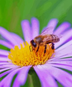 Bee On Purple Flower Diamond Painting