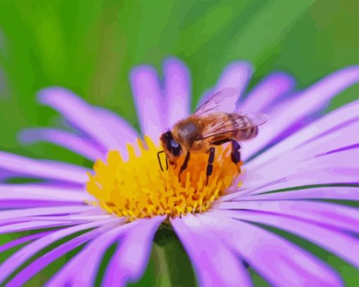 Bee On Purple Flower Diamond Painting