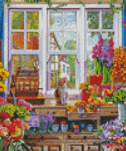Bicycle At The Flower Shops Diamond Painting