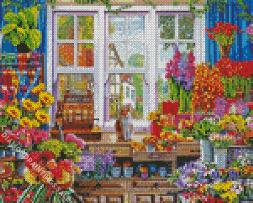 Bicycle At The Flower Shops Diamond Painting