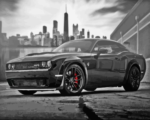 Black And White Hellcat Srt Diamond Painting