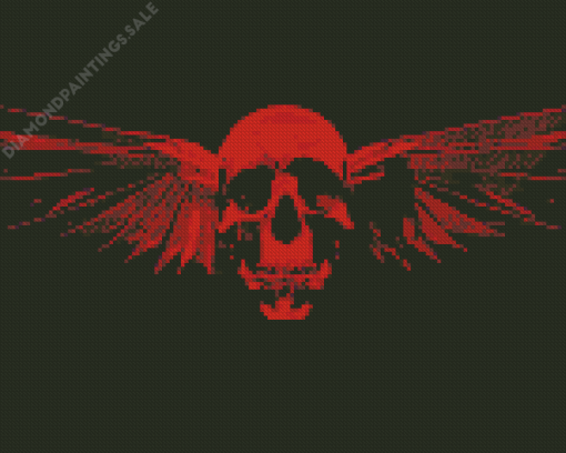 Red Skull With Wings Diamond Painting