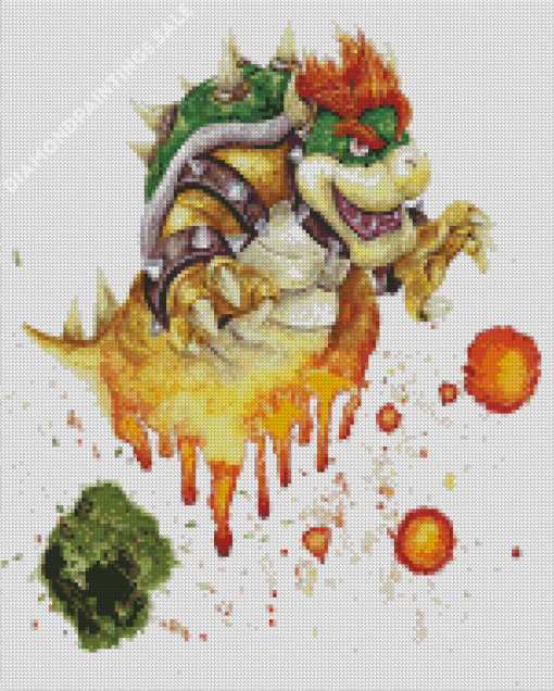 Bowser Mario Splatter Art Diamond Painting