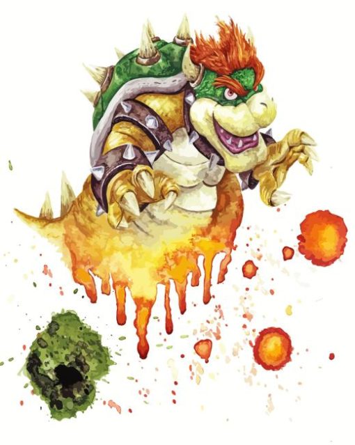 Bowser Mario Splatter Art Diamond Painting