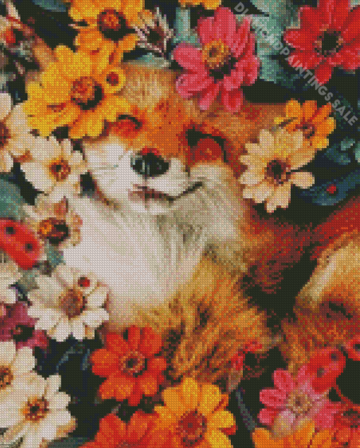 Fox Inside Flowers Diamond Painting